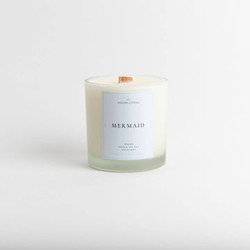 MERMAID - SeaSalt and Freesia Crackling Woodwick Candle - 8oz Frosted Glass Jar - YoginiLiving